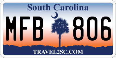 SC license plate MFB806