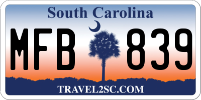 SC license plate MFB839