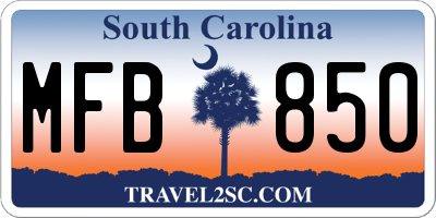 SC license plate MFB850
