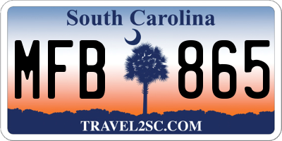 SC license plate MFB865