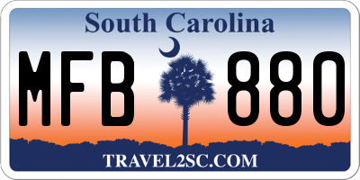 SC license plate MFB880