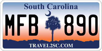 SC license plate MFB890