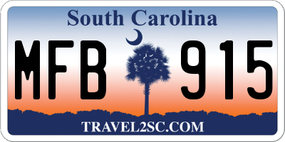 SC license plate MFB915
