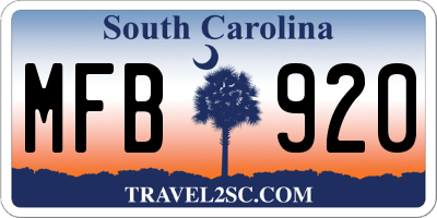 SC license plate MFB920