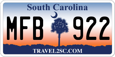 SC license plate MFB922