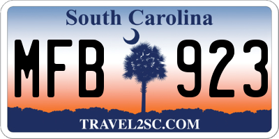SC license plate MFB923