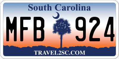 SC license plate MFB924