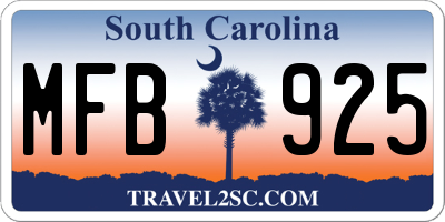 SC license plate MFB925