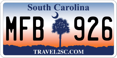 SC license plate MFB926