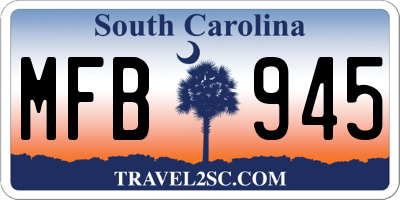 SC license plate MFB945
