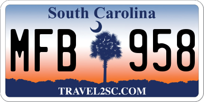 SC license plate MFB958