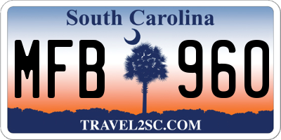 SC license plate MFB960