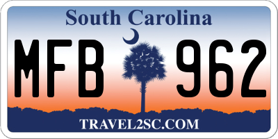 SC license plate MFB962