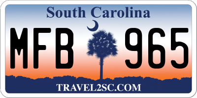 SC license plate MFB965