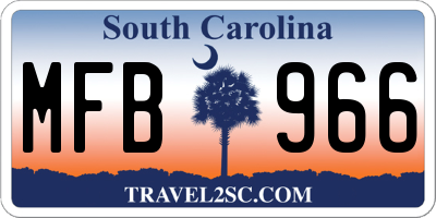 SC license plate MFB966