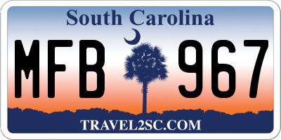 SC license plate MFB967