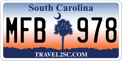 SC license plate MFB978