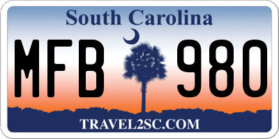 SC license plate MFB980