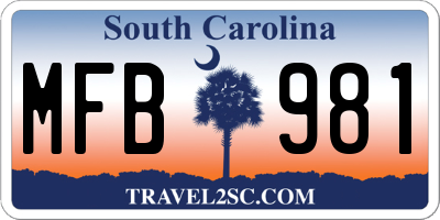 SC license plate MFB981