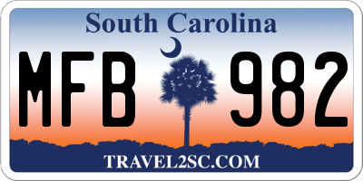 SC license plate MFB982