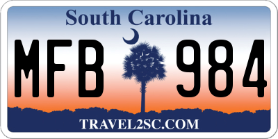 SC license plate MFB984
