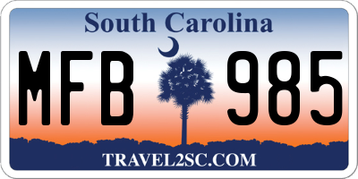 SC license plate MFB985