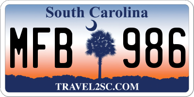 SC license plate MFB986