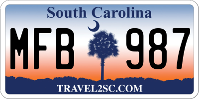 SC license plate MFB987