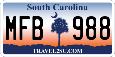 SC license plate MFB988