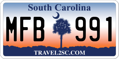 SC license plate MFB991