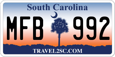 SC license plate MFB992