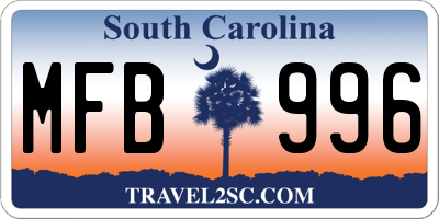 SC license plate MFB996