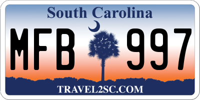 SC license plate MFB997
