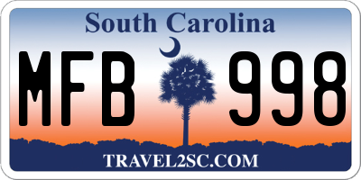 SC license plate MFB998