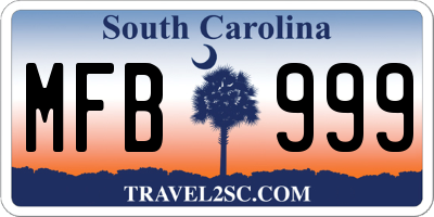 SC license plate MFB999