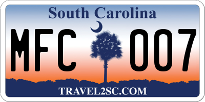 SC license plate MFC007