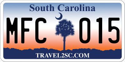 SC license plate MFC015
