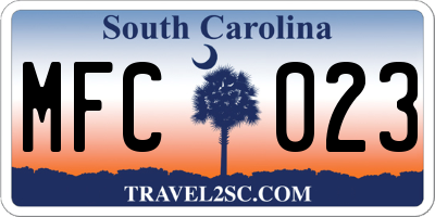 SC license plate MFC023
