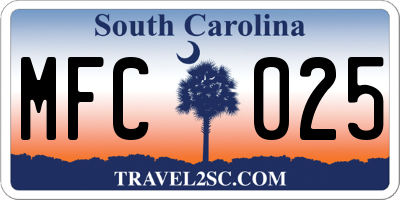 SC license plate MFC025