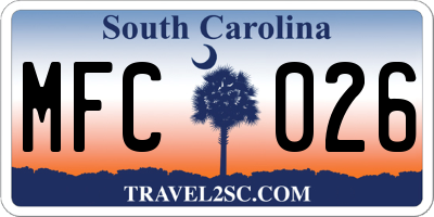 SC license plate MFC026