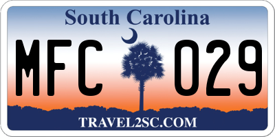 SC license plate MFC029
