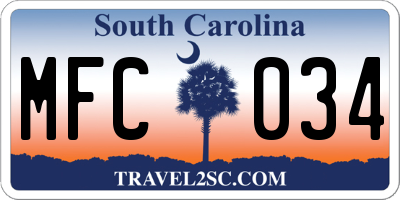 SC license plate MFC034