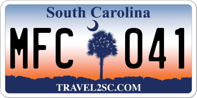 SC license plate MFC041