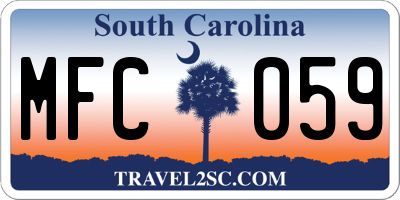 SC license plate MFC059