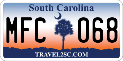 SC license plate MFC068