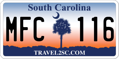 SC license plate MFC116