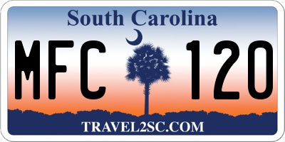 SC license plate MFC120