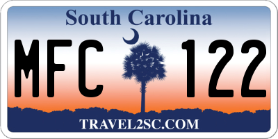 SC license plate MFC122