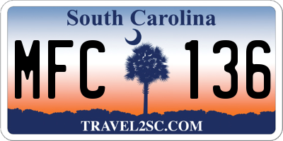 SC license plate MFC136