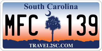 SC license plate MFC139